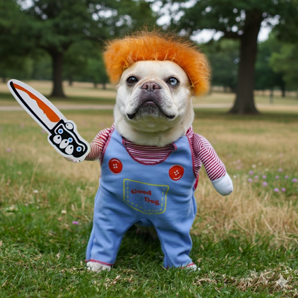 KIT DISFRAZ DE CHUCKY PARA MASCOTAS🎃